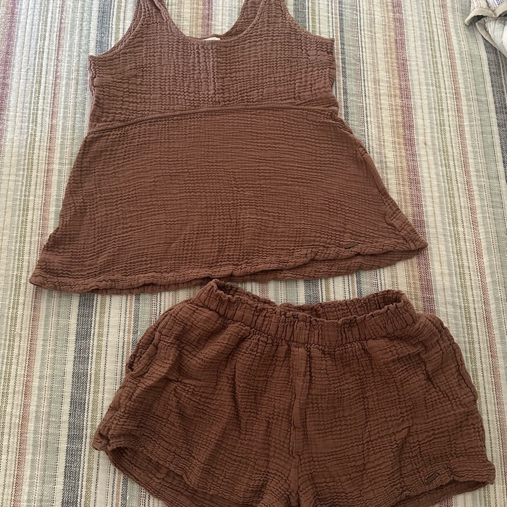Chocolate Brown Pajama Set with Textured Fabric